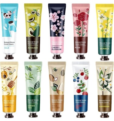 10 Pack Natural Plant Fragrance Moisturizing Hand Cream for Dry Hands, Stocking 