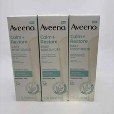 Aveeno Calm + Restore Daily Moisturizer Lot of 3 SPF30 1.7fl oz. (48ml) EXP 4/26
