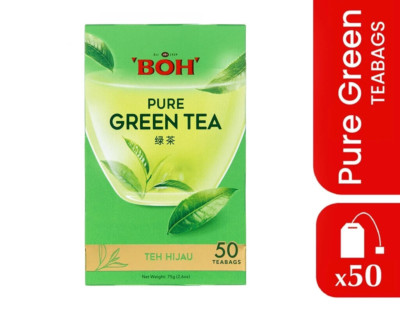 [BUNDLE 4 PACKS] ''BOH'' PURE GREEN TEA| 50 TEABAGS| 75G| MALAYSIA PRODUCT
