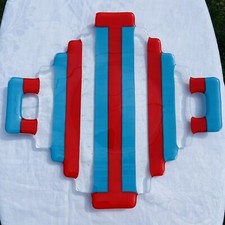 15 x 14 Fused Glass Platter w/ Handles Southwestern Geometric Tray Vtg ? Striped