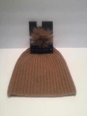 NEW WITH TAGS TAHARI BRAND 100% CASHMERE DARK BEIGE HAT WITH  display picture 2