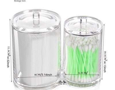 Acrylic Round Cotton Pad Container Case Makeup Brush Holder Swabs Organizer Stor