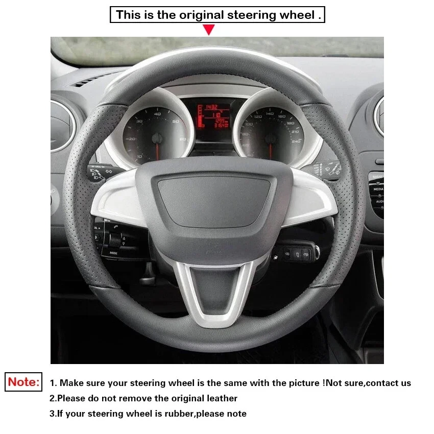 Cubierta de volante de cuero sintético para Seat Ibiza (6J) 2008-2015 MII 2013-2020 Foto 2 de 4