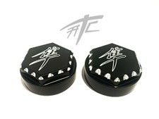 HAYABUSA BLACK DIAMOND CUT KANJI HEX SWINGARM PIVOT CAPS 2013 SUZUKI HAYABUSA