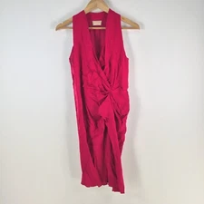 Lanvin dress womens 38 aus 8 lipstick pink sleeveless Vneck pencil 123631