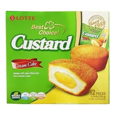 Lotte Custard Cream Cake Snack, 12 Individually Wrapped 9.73 Oz