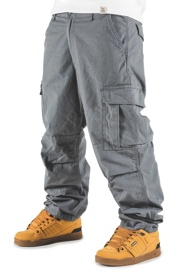 Pantaloni Cargo THEBLUESKIN Uomo Grigio in Cotone Ripstop Baggy Slim cat02 - Photo 2/2
