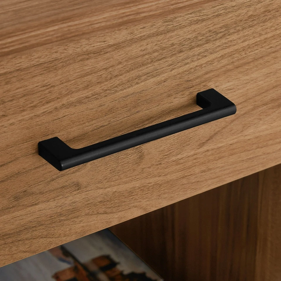 Mesita de noche Mainstays Hillside con cajón abierto almacenamiento dormitorio mesita de noche, nogal Foto 4 de 4