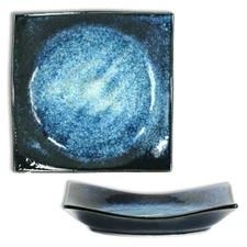 Japanese Appetizer Snack Dinner Dish Plate 5.25" SQ Porcelain Blue Made in Japan