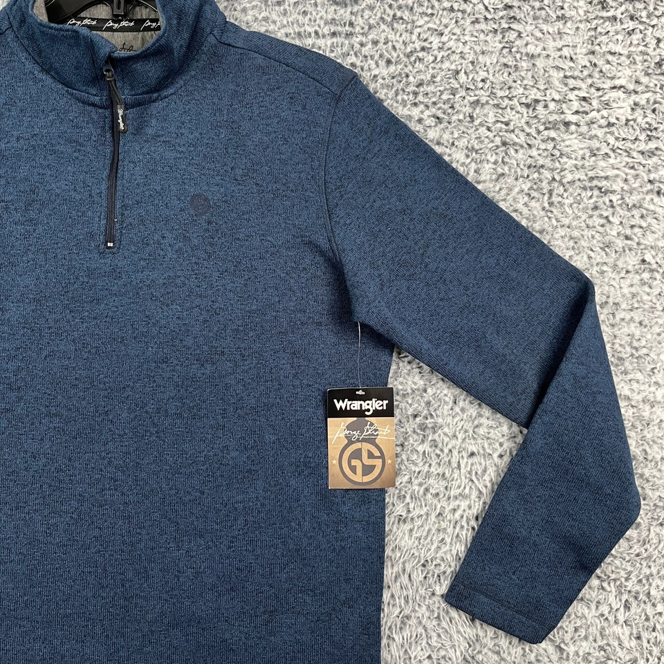 Pullover Wrangler George Strait Para Hombre Pequeño Azul Jaspeado Oscuro 1/4 Cremallera Polar Nuevo con Etiquetas Foto 4 de 4