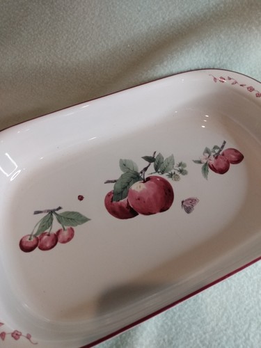 Plato cassorola Pfaltzgraff DELICIOSO manzanas de gres retirado RARO 13,75"x8,25" - Imagen 4 de 10