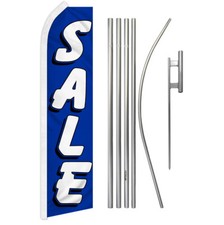 Sale Advertising Swooper Feather Flutter Flag Pole Kit Sale Flag BL/WT