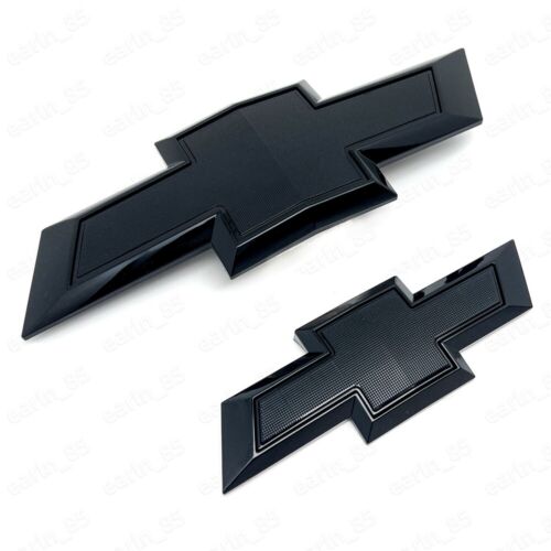 NEW 2015-2020 Chevrolet Tahoe Suburban Front & Rear Gloss Black Bowtie Emblems - Picture 1 of 6