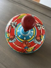 Vintage Ohio Art Tin Spinning Top Cowboy/Girl Theme