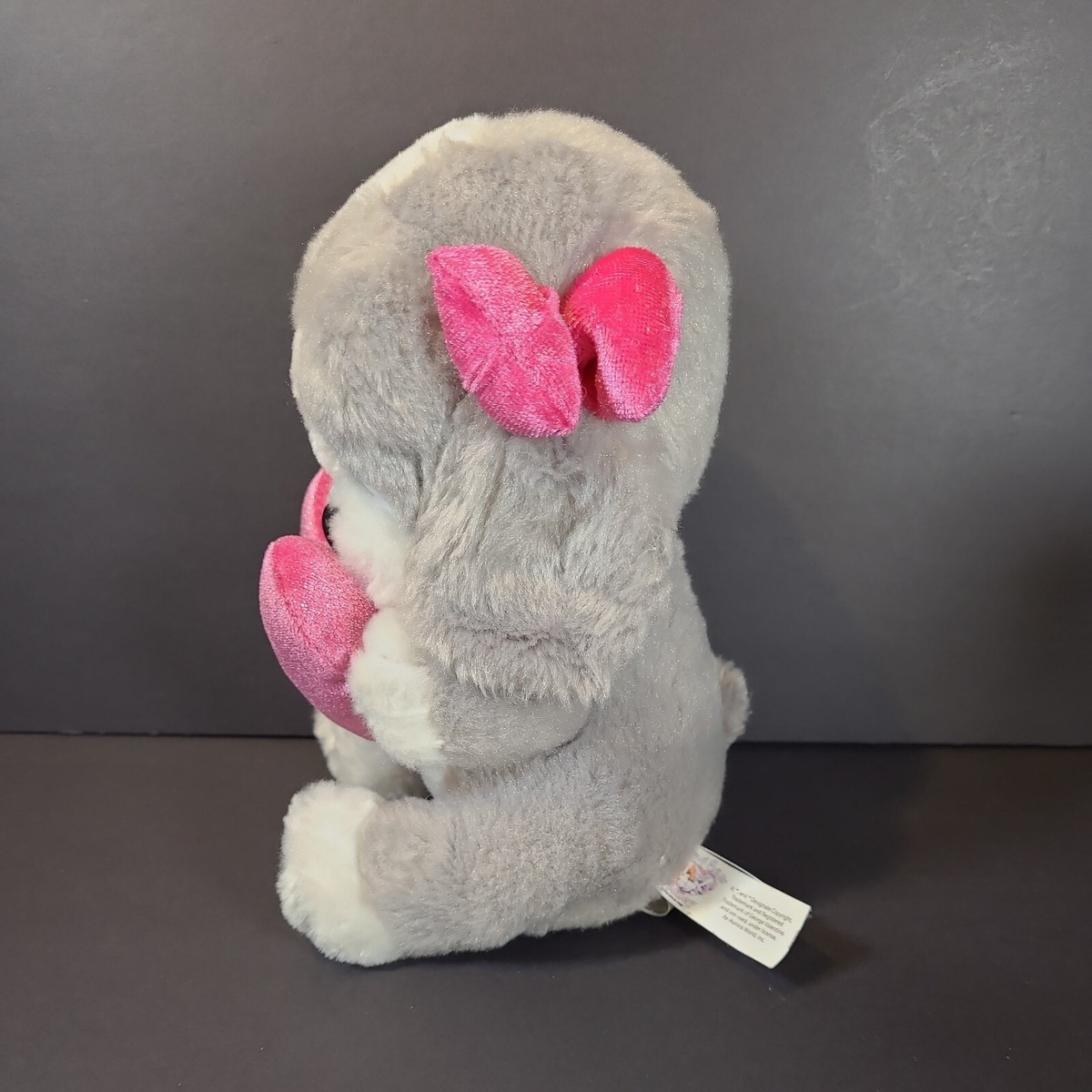Vintage Sad Sam Gray Puppy Dog with Puppy Love Heart Plush