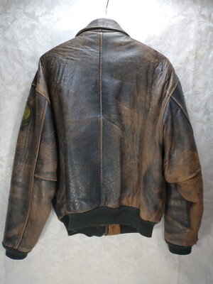 Avirex Flight Jacket Large Distressed Brown with Pataches Style