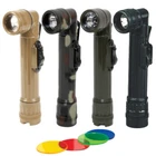 Mini Army Style Waterproof Flashlights w/ Belt Clip, Extra Lenses & Spare Bulb