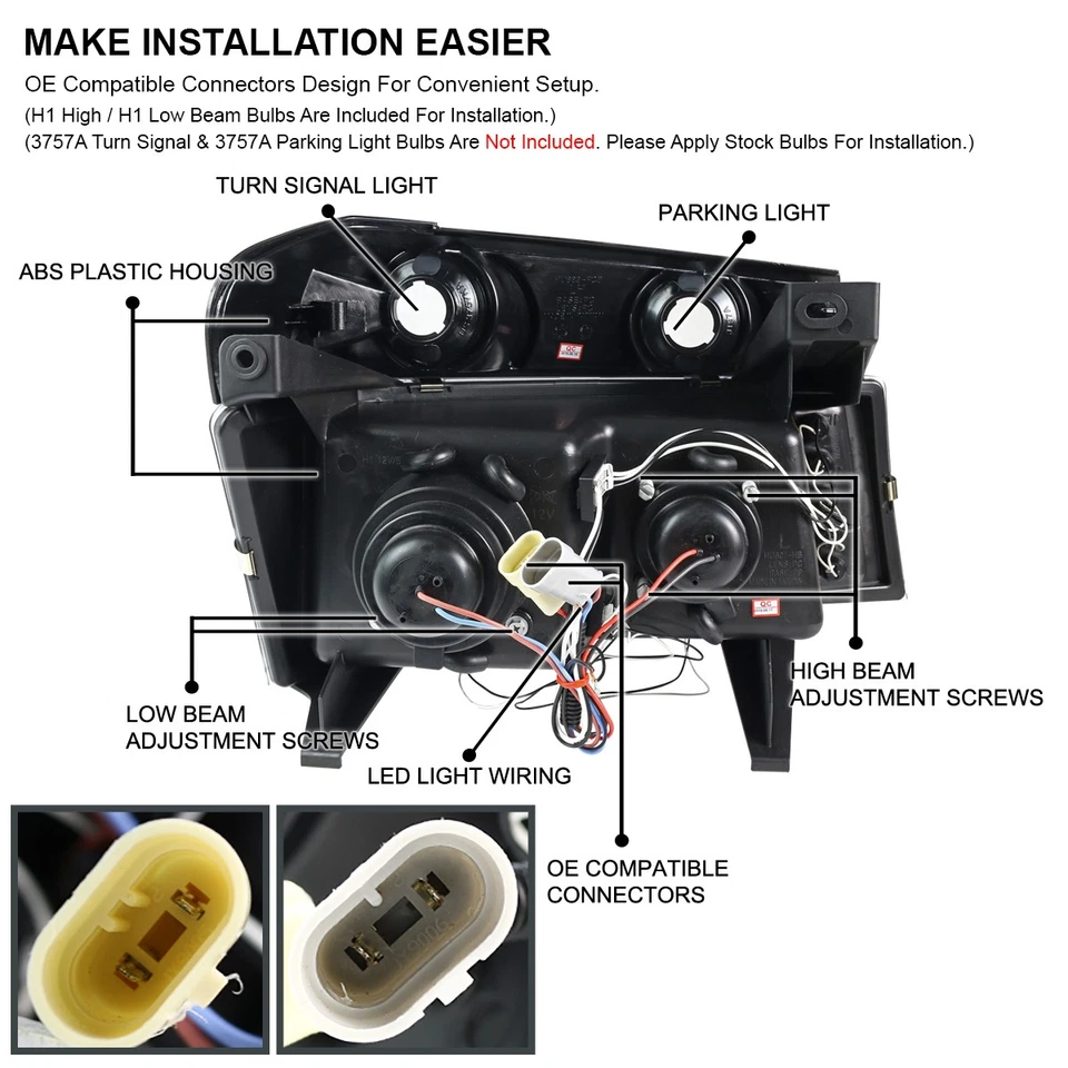 Fit 2004-2012 GMC Colorado Canyon Black LED Halo Projector Headlight+Bumper Lamp - Изображение 4 из 4