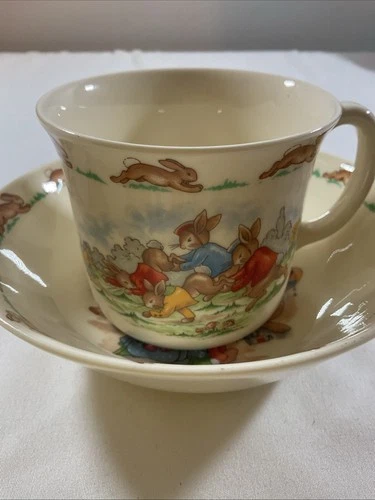 Bunnykins Bowl- Mug Camping  Royal Doulton English Fine Bone China Limited 1936