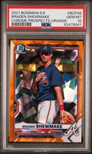 2021 BOWMAN SAPPHIRE ED CHROME PROSPECTS ORANGE BRADEN SHEWMAKE 36/75 PSA 10