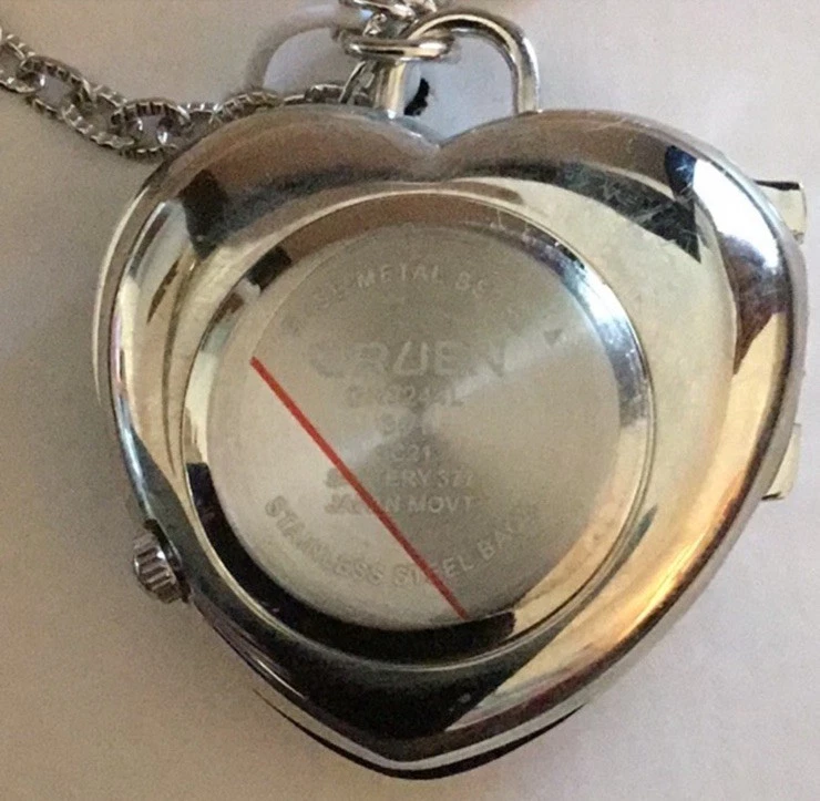 GRUEN~Heart Locket Watch,Sterling Silver,Pave Crystals-Box and Warranty Included - Image 3 of 4