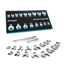 DURATECH 3/8" Drive Crowfoot Wrench Set with 2 Metric and SAE, Chrome 