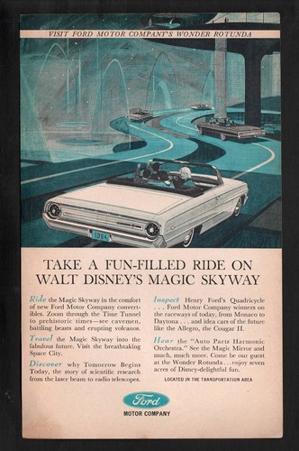 Disney's Magic Skyway FORD Motor Co 1965 NY World's Fair Attraction AD FREE Ship