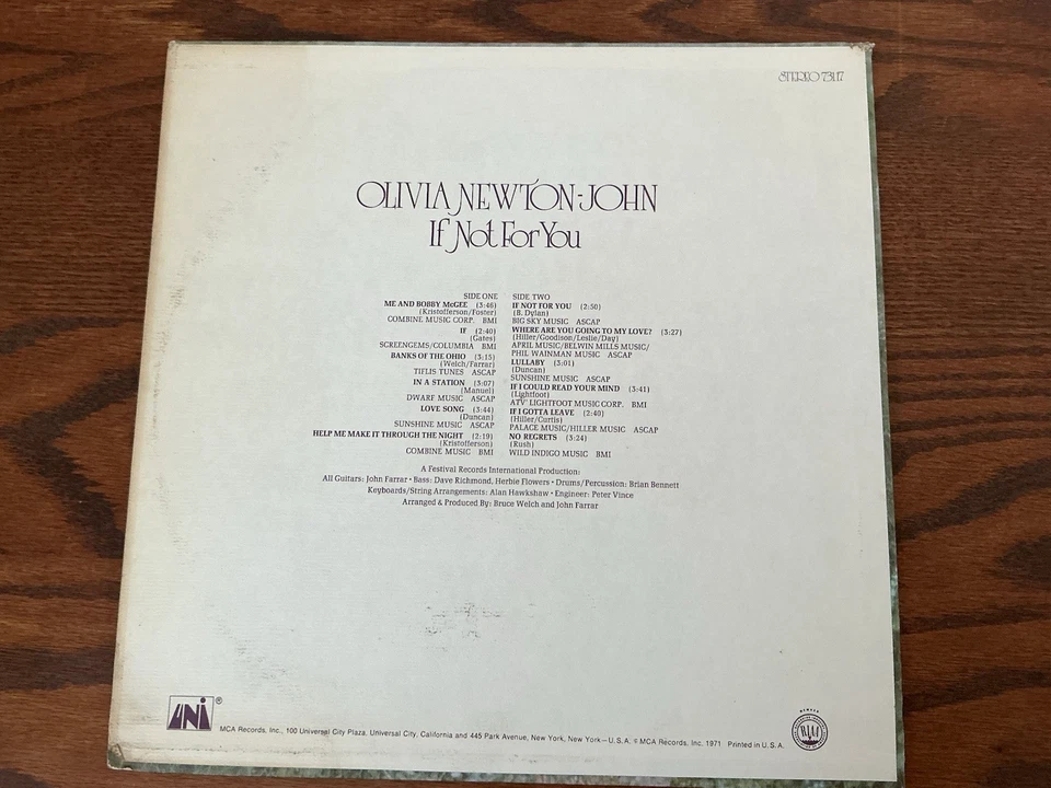 Olivia Newton-John – If Not For You LP (1971 UNI Stereo 73117, Debut Album) - Imagem 2 de 2