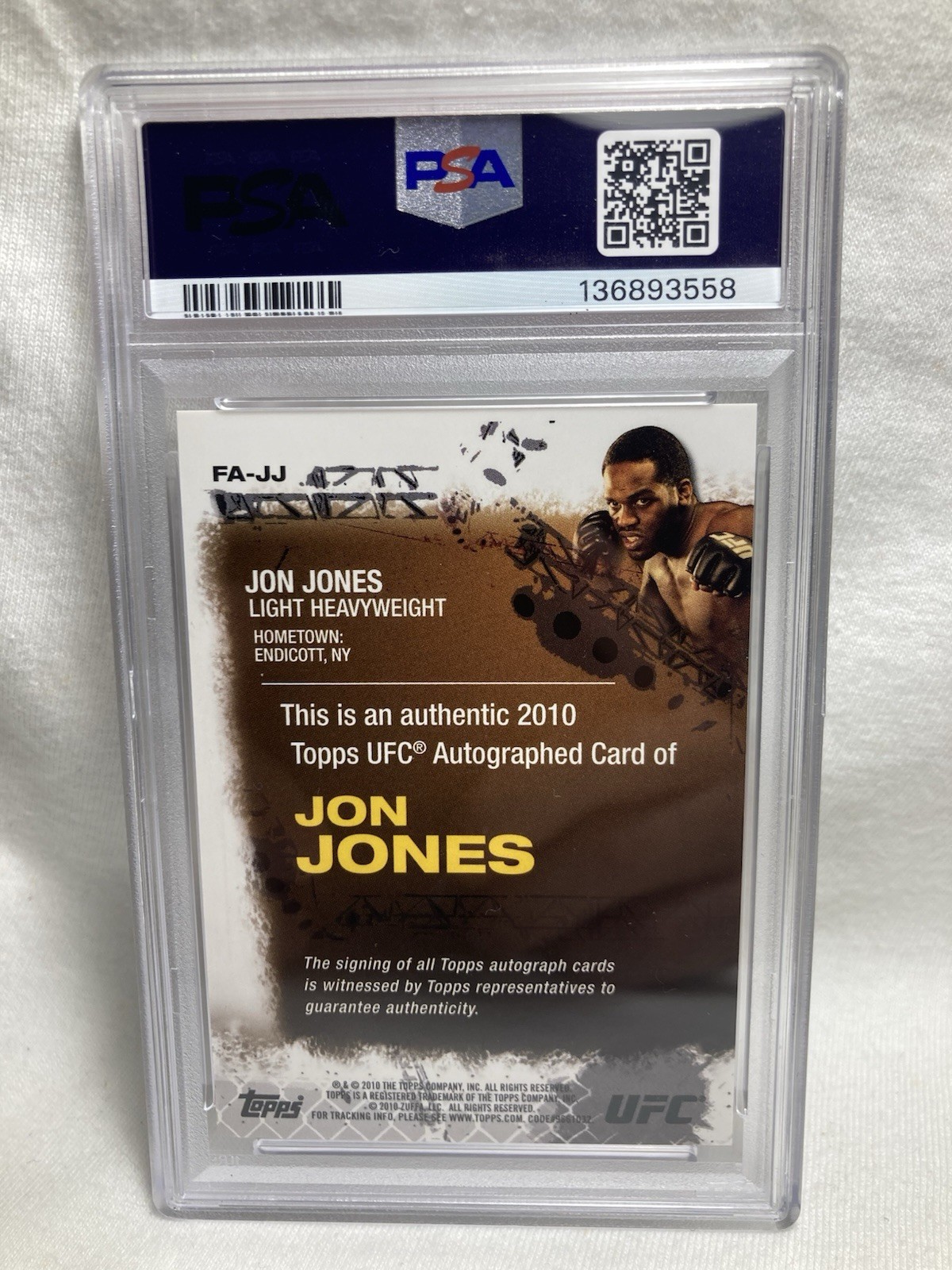 Jon Jones 2010 Topps UFC PSA/DNA CERT AUTHENTIC AUTO 10 💎 #FAJJ GOAT 🔨  view 3