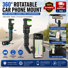 360 Car Rearview Mirror Rotation Adjustable Phone Holder Mount Multifunction