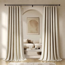 Beige Velvet Curtains 84 Inches Long 2 Panels for Bedroom Living Room Soft Lu...