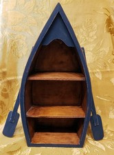 VINTAGE RUSTIC WOOD BOAT CANOE PADDLES SHELF CURIO DISPLAY