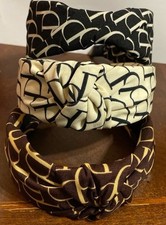 3 Knot Geometric Headbands Black Cream Brown Women's Hair Set