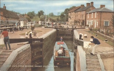 Vintage Postkarte 1973: Stoke Bruerne Top Lock, Grand Union Canal