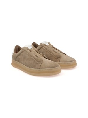 KITON  MEN'S SUEDE SNEAKERS WITHOUT LACES.