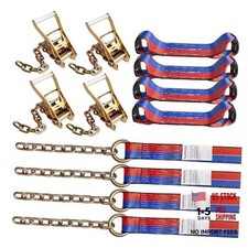 8 Point Roll Back Vehicle Tie Down Kit,with 2" x 16' Chain Extension on Both