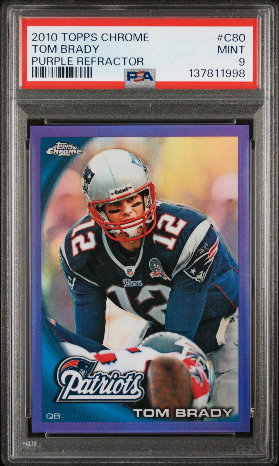 2010 TOPPS CHROME PURPLE REFRACTOR #C80 TOM BRADY 419/555 PSA 9