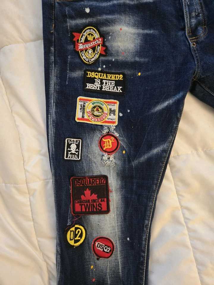 DSquared2 Denim Patch Work Paint Splat Jeans Size 36 - Image 2 of 4