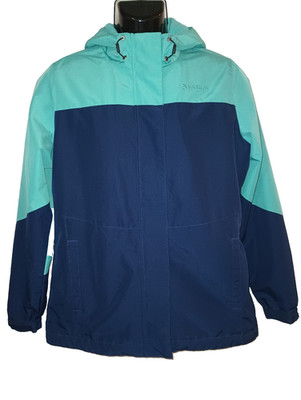 Magellan Outdoors Women's Medium Softshell Jacket - Hooded Teal & Navy Blue M008