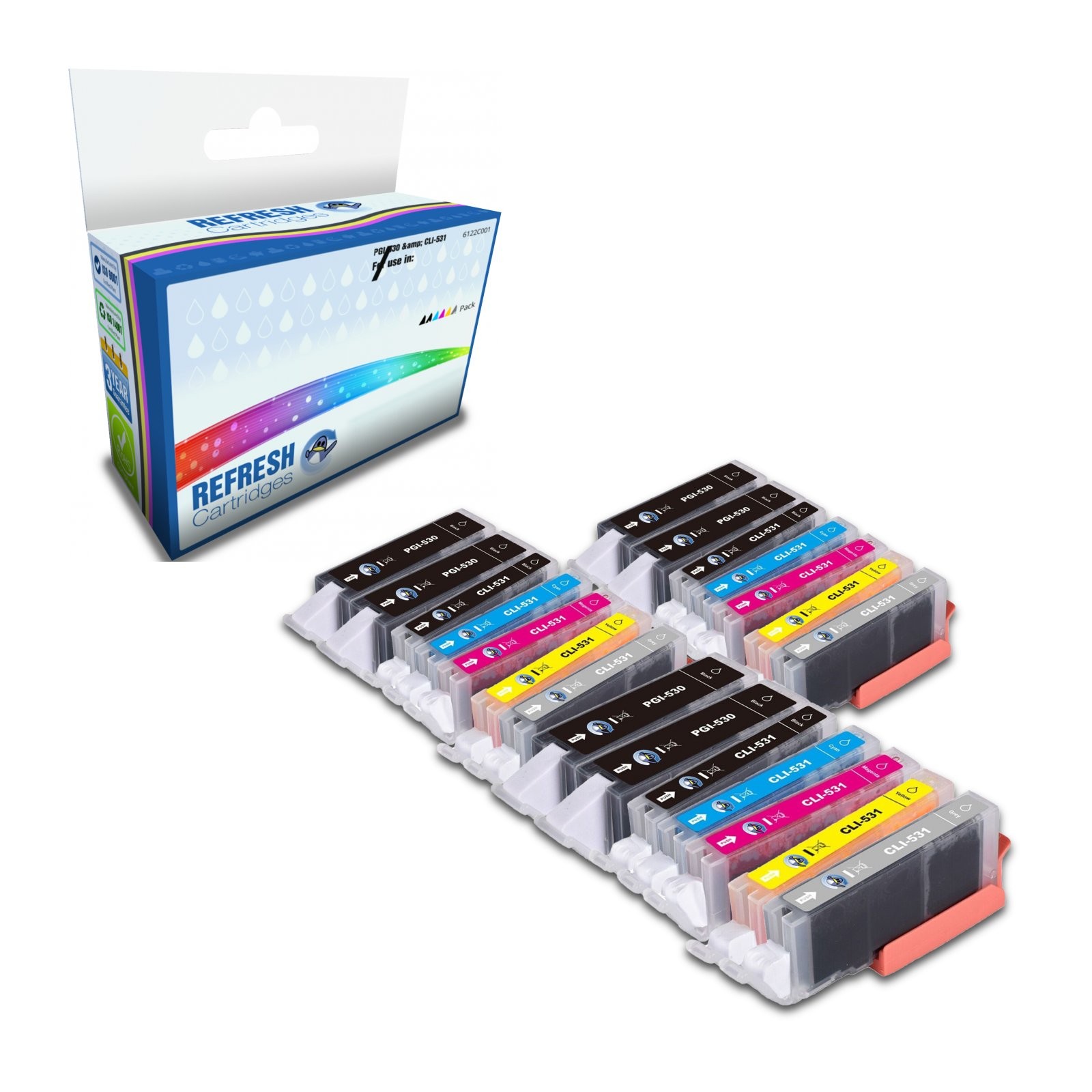 Refresh Cartridges Value Pack PGI-530 & CLI-531 Ink Compatible With Canon Printe