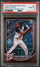 2025 BOWMAN MEGA BOX CHROME BURGUNDY REFRACTOR #29 JAMES WOOD 66/275 PSA 10