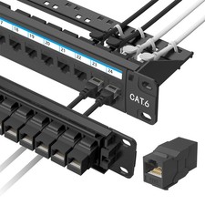 24 Port Patch Panel Rackmount or Wall Mount 19-Inch UL Listed , 1U Cat 6 Net...