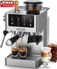 Espresso Machines with Burr Grinder, 20 Bar, Milk Frother Steam Wand, Stainless