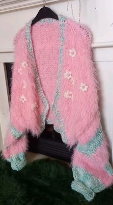 Women's fashion cardigan with flowers boho hippie baby chic impressions size 36/42