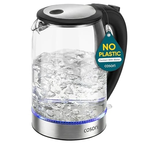 Cosori 1.7L Electric Kettle No Plastic Contact Wide Mouth Auto Shut Off Glass