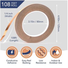 Versatile Copper Foil Tape - Stained Glass, DIY Crafts - 2PK