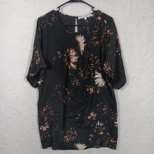 Ulla Johnson Dress Womens 6 Black Silk Midi Flowy Abstract Cover Up
