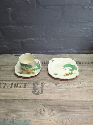 Clarice Cliff Royal Staffs Schneewittchen Teetasse, Untertasse & Teller Trio 20er-30er #2