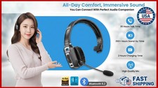 Trucker Bluetooth 5.3 Wireless Headset With Noise Cancelling Mic For Phones PC