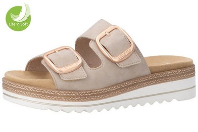Remonte Pantolette Pantoletten Sandalen Sandaletten Schuhe Leder beige D0Q66